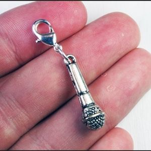 Clip On microphone charms planner charms clipon zipper pendant music singer